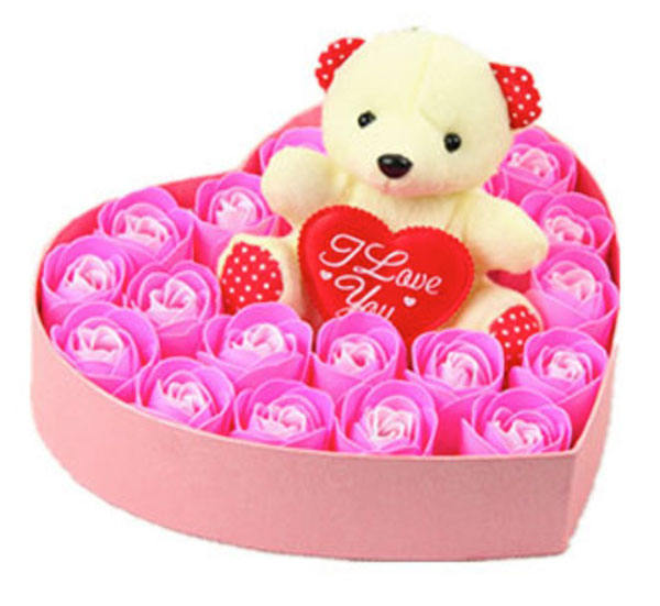 大号创意心型可爱小熊款礼品情人节玫瑰花礼盒